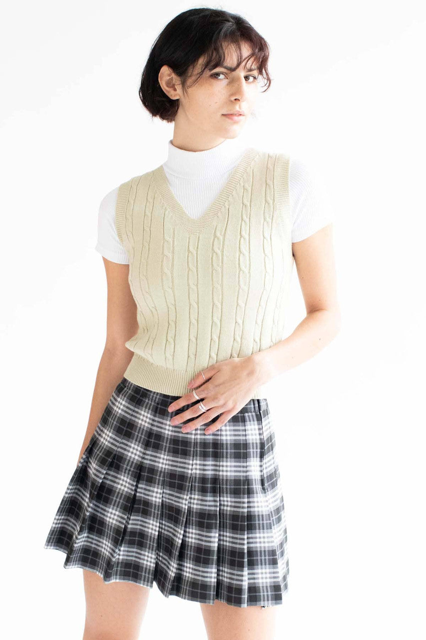 Sage Soft Cable Knit Sweater Vest