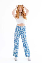 Checkered Butterfly Print Jeans