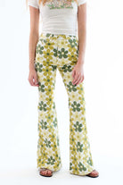Green Daisy Flared Jeans
