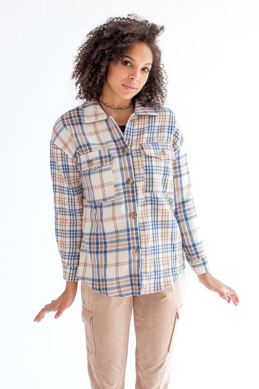 Sand & Indigo Spliced Plaid Shacket