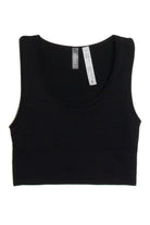 Black Scoop Neck Seamless Crop Tank