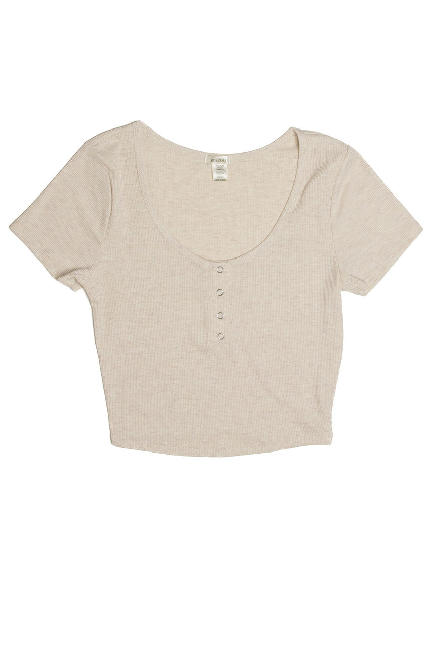 Oatmeal Scoop Snap Henley Tee