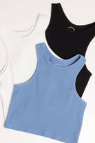 Black Seamless Crew Neck Crop Tank