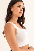 White Seamless Ribbed Sports Bra