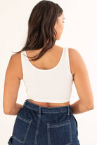 White Seamless Ribbed Sports Bra