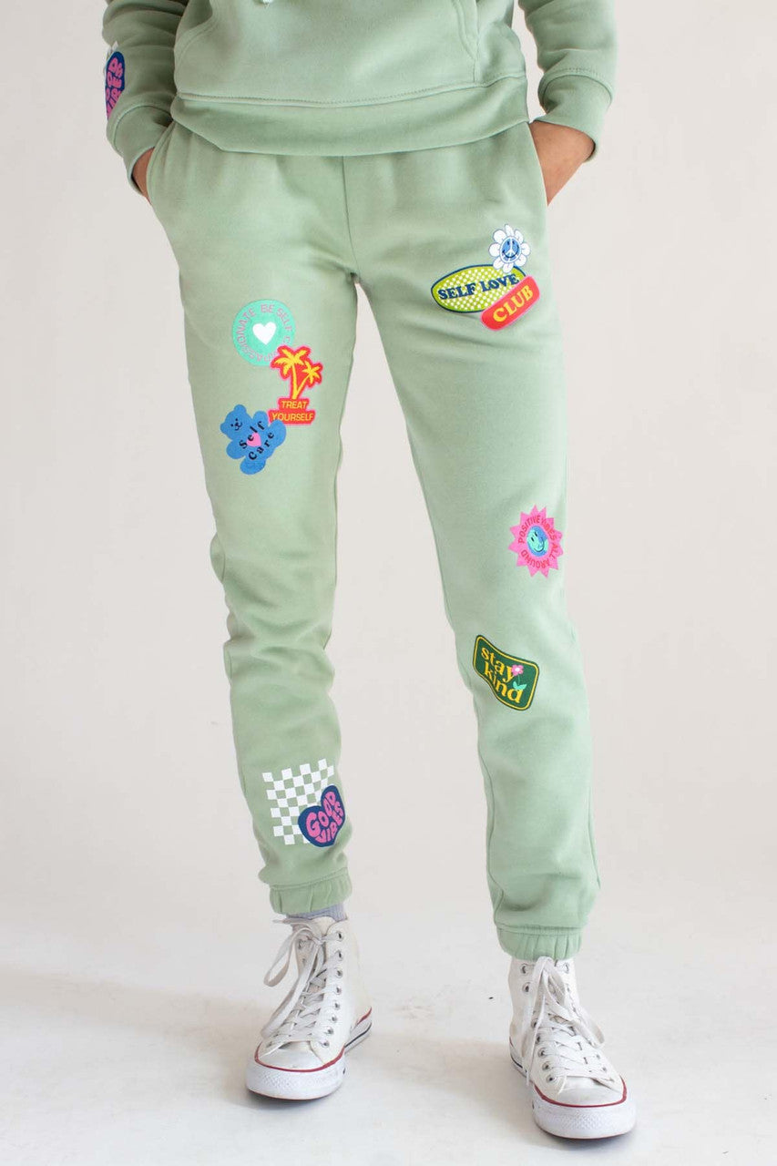 Sage Stickered Joggers
