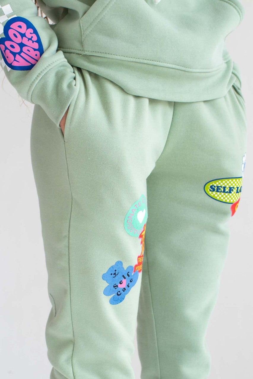 Sage Stickered Joggers