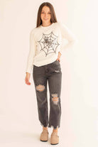 Sequin Spider Web Chenille Sweater