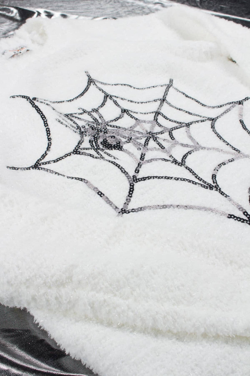 Sequin Spider Web Chenille Sweater