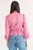 Sheer Pink Striped Wrap Blouse