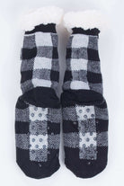 Black Plaid Sherpa Lined Socks