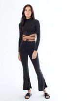 Silver & Rose Striped Wrap Crop Top
