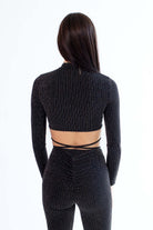 Silver & Rose Striped Wrap Crop Top