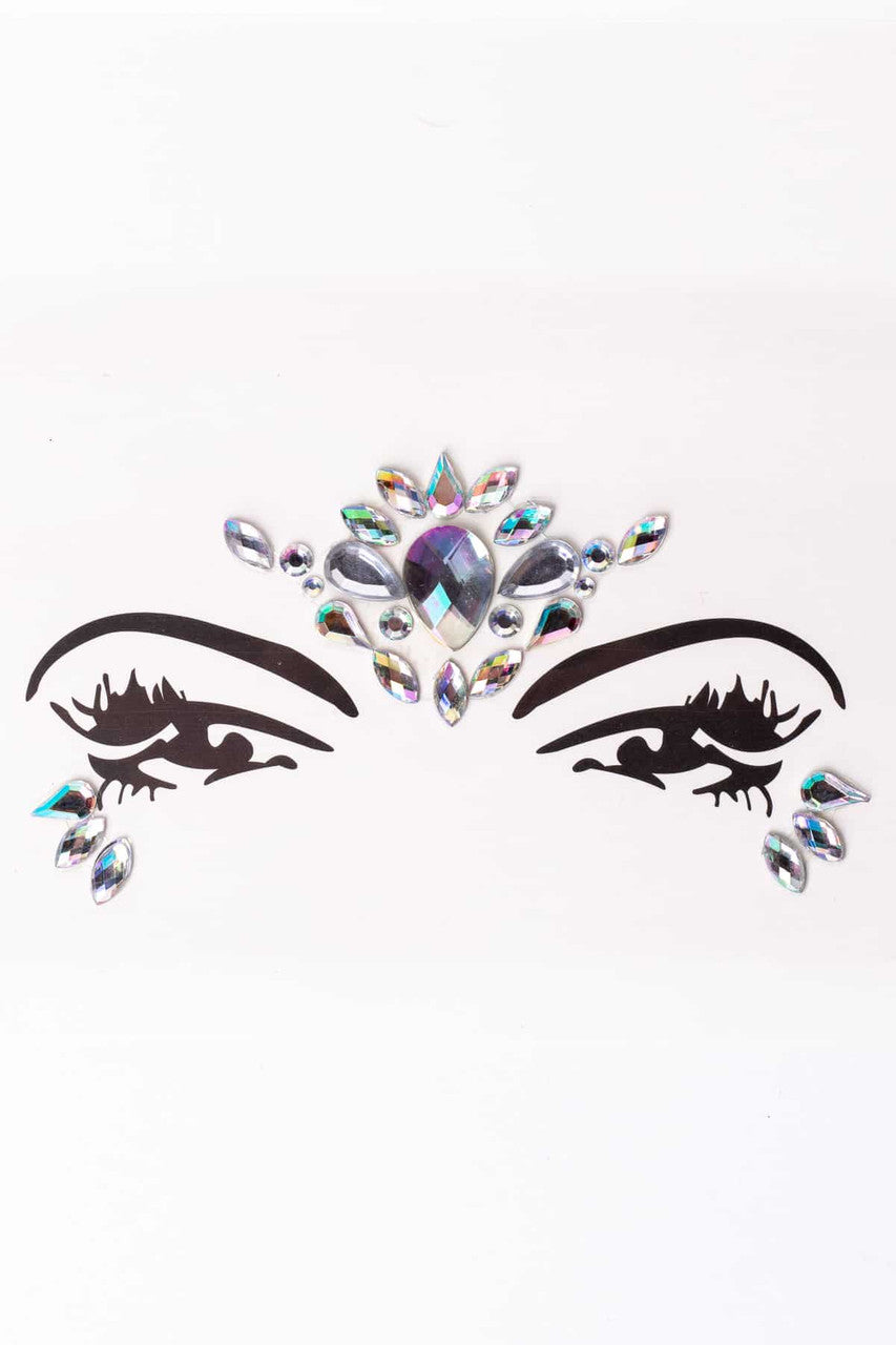 Silver Holographic Brow Cluster Stick On Face Jewels