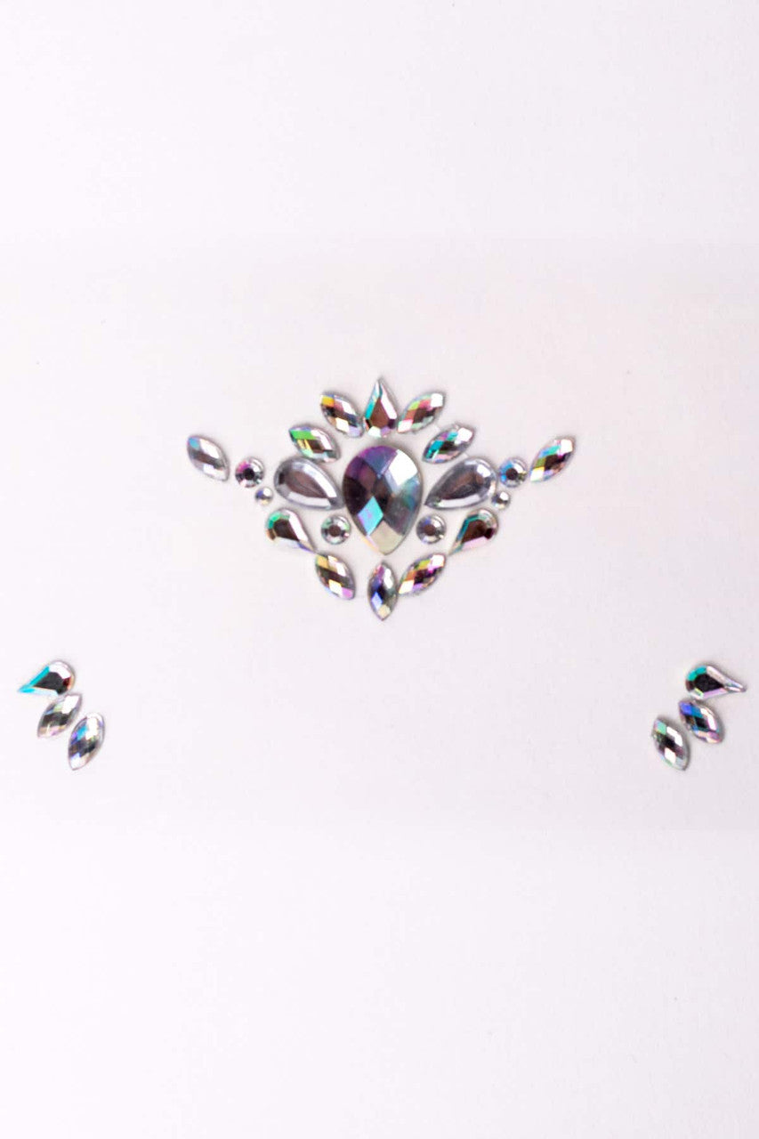 Silver Holographic Brow Cluster Stick On Face Jewels