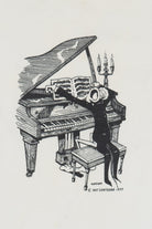 Vintage Albright Rat Cartoon Playing Piano Single Stitch T-Shirt (1990s)