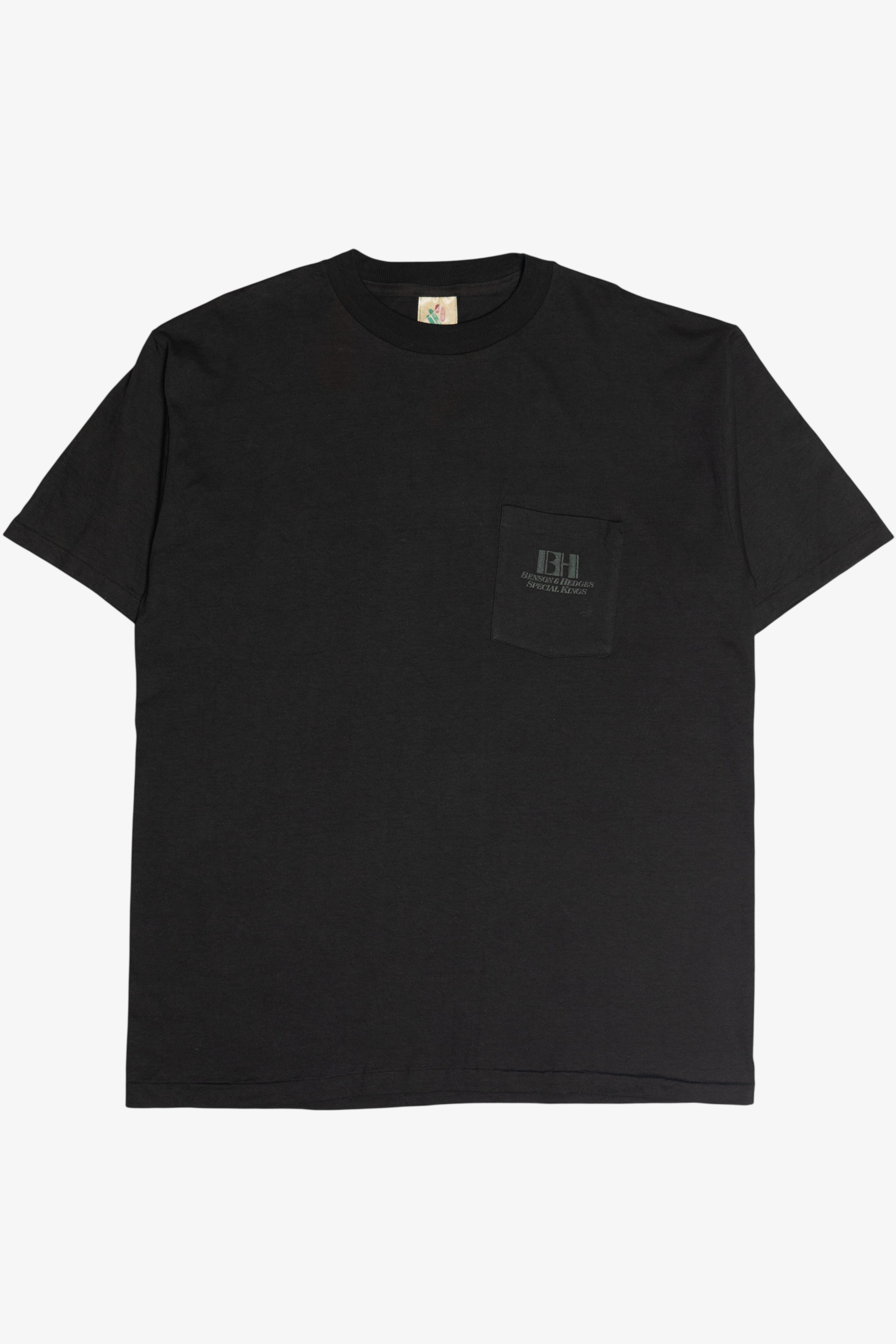 Vintage "Take The Edge Off" Embossed Print Benson & Hedges Promo Pocket T-Shirt (1990s)