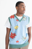 Sky Blue Floral Sweater Vest