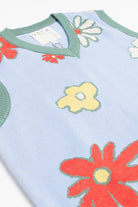 Sky Blue Floral Sweater Vest