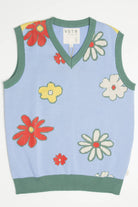 Sky Blue Floral Sweater Vest