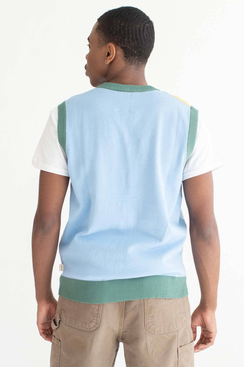 Sky Blue Floral Sweater Vest