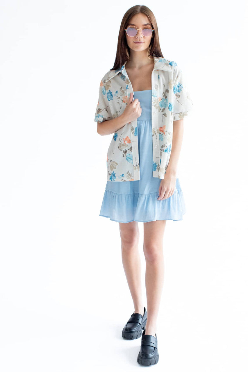 Sky Blue Tie Back Gauze Sundress