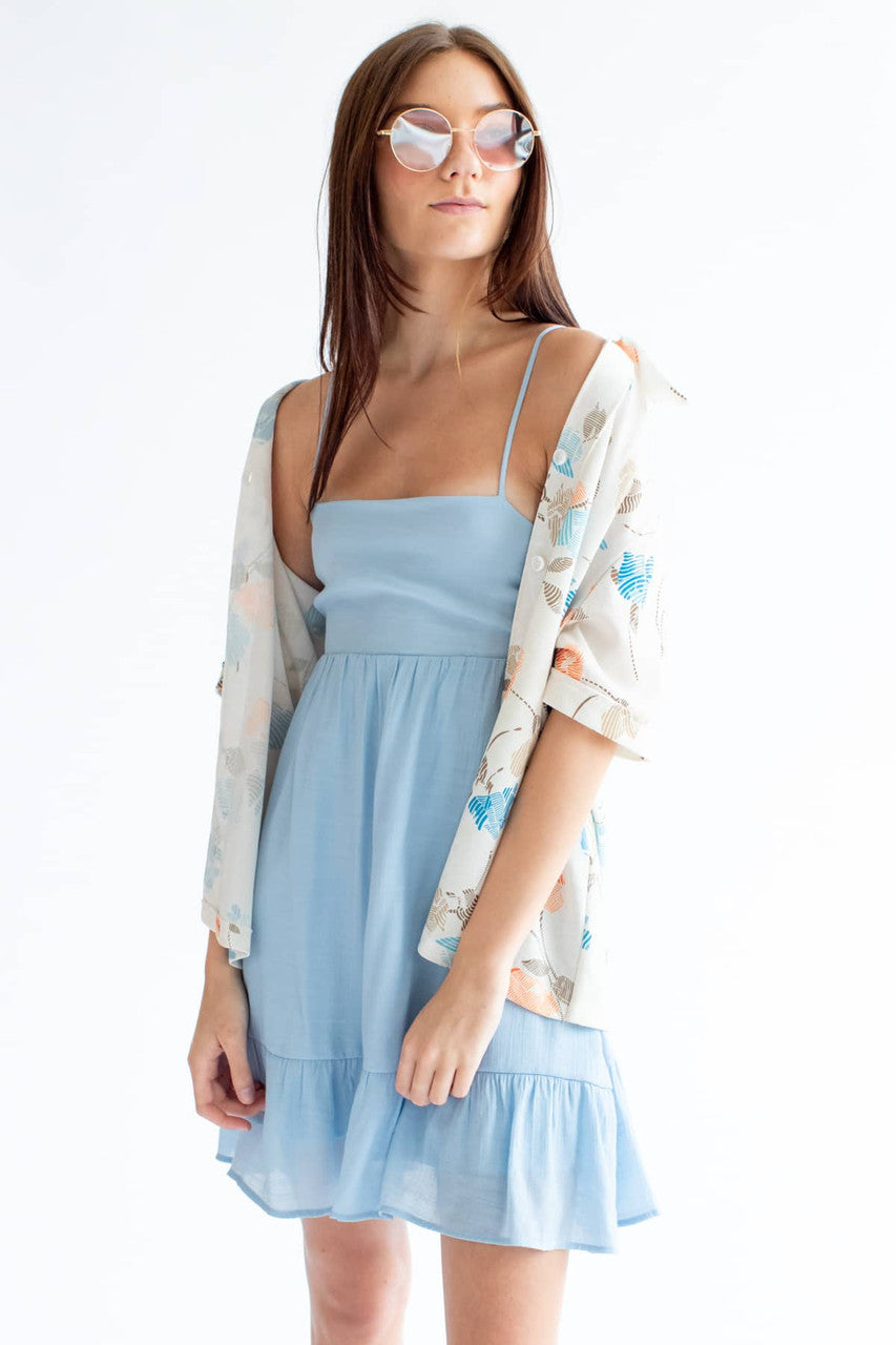 Sky Blue Tie Back Gauze Sundress
