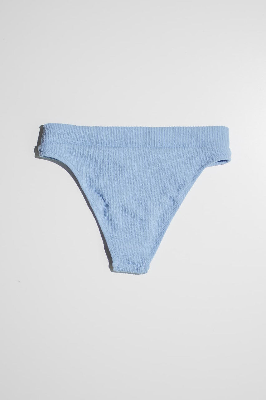 Sky Blue Twist Front Ribbed Bikini Bottom
