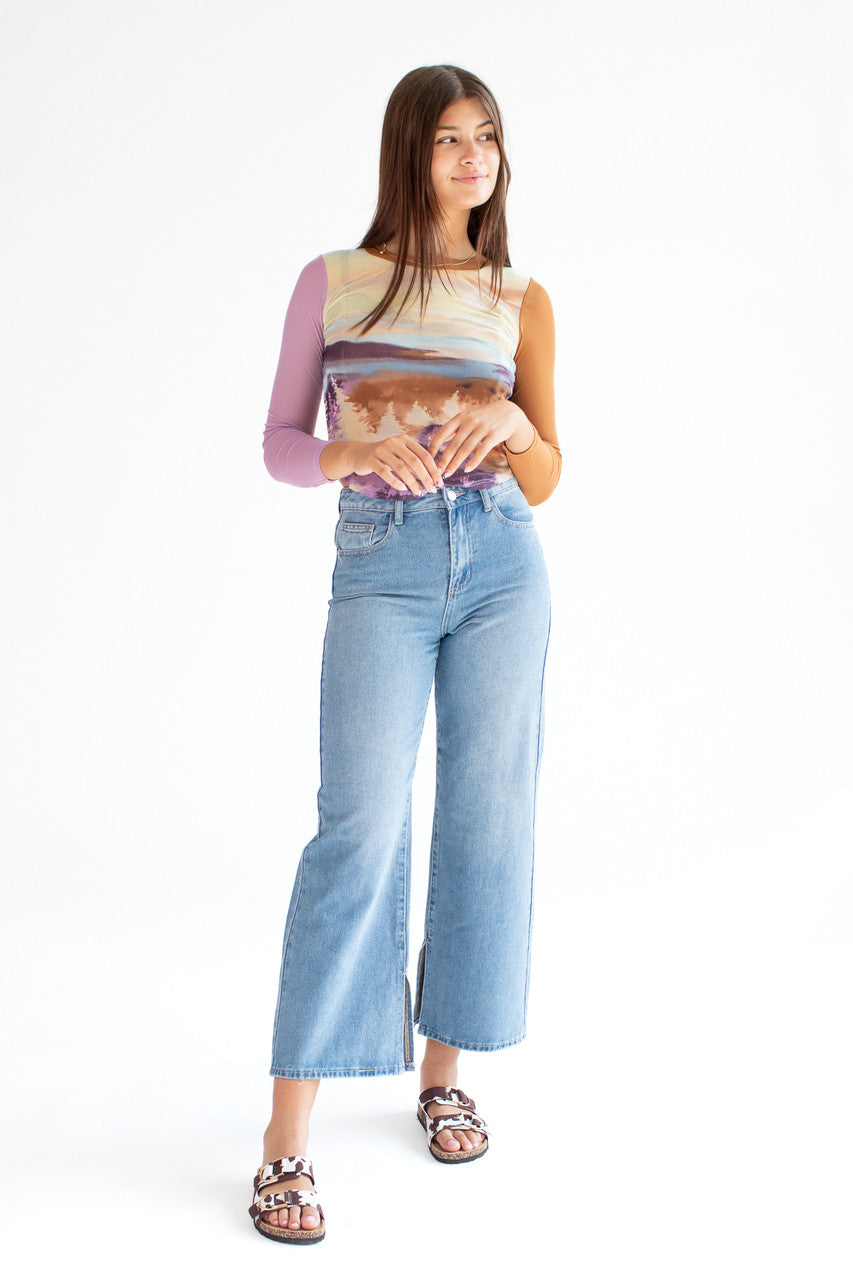 Slit Wide Leg Jeans