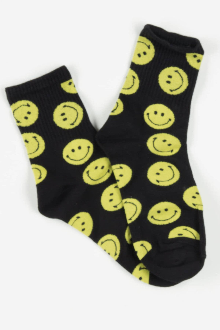 Black Smiley Face Socks