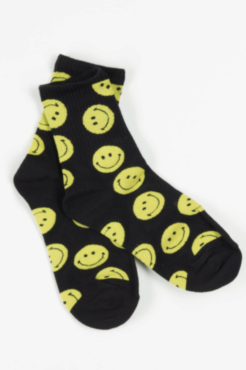 Black Smiley Face Socks