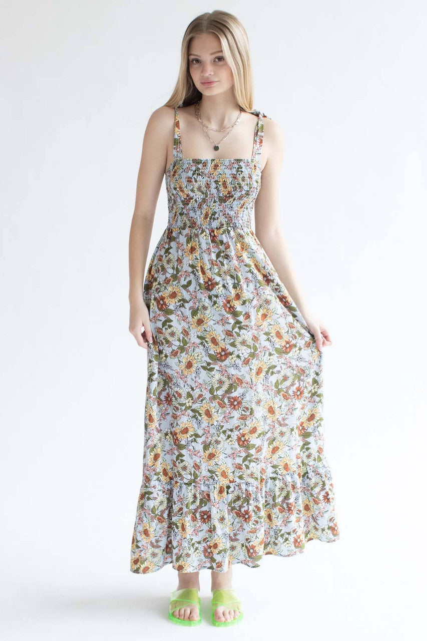 Smocked Sunflower Maxi Dress