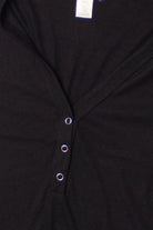Black Deep V Ribbed Snap