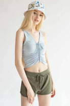 Solid Army Drawstring Dolphin Shorts