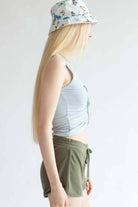 Solid Army Drawstring Dolphin Shorts