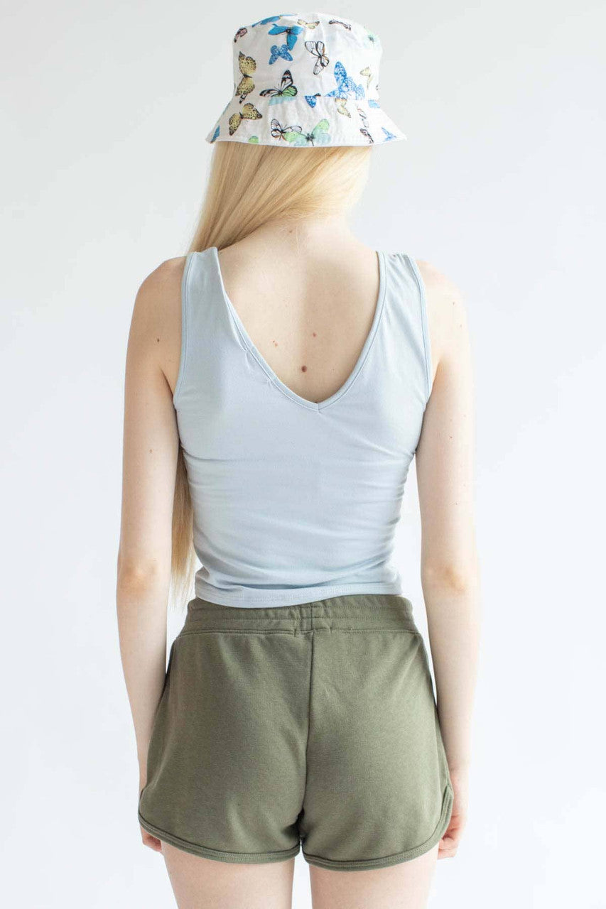 Solid Army Drawstring Dolphin Shorts