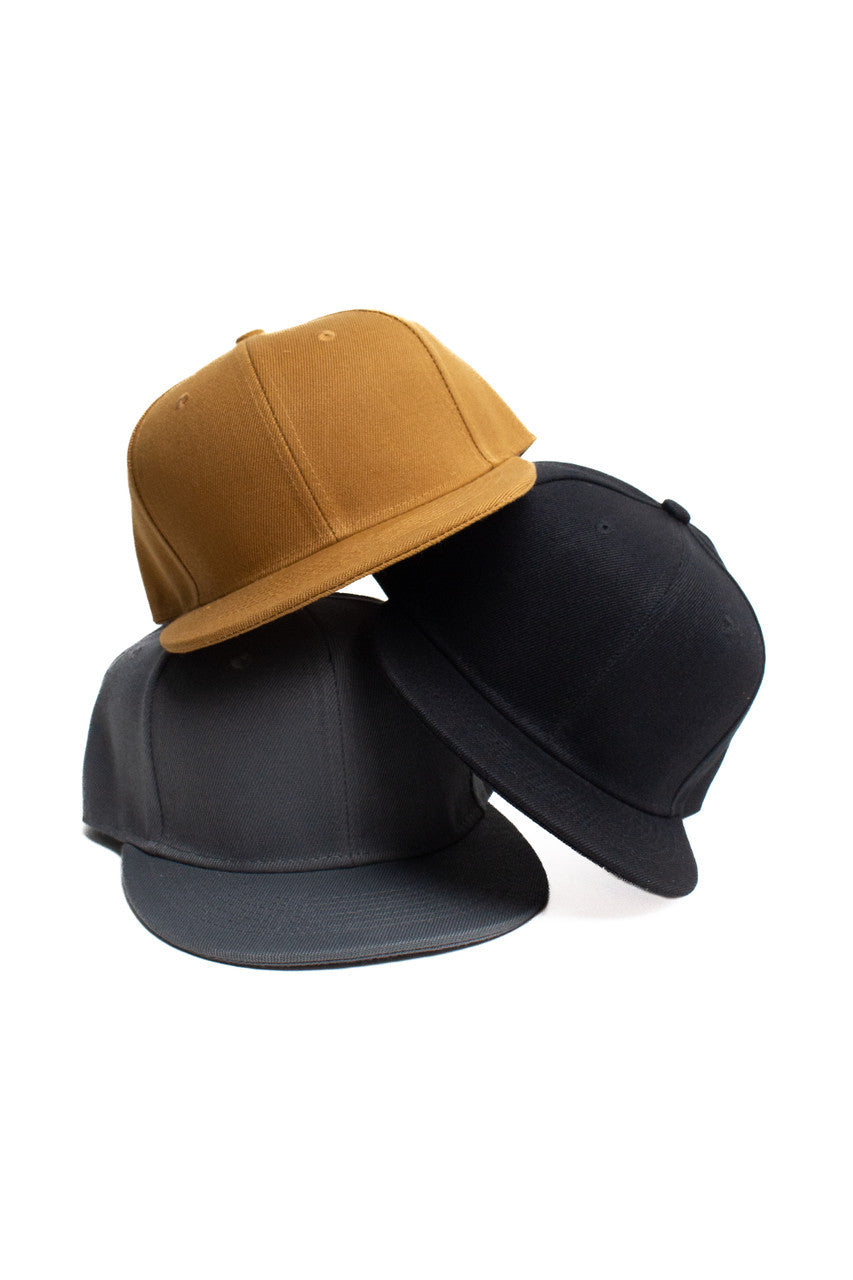 Black Solid Snapback Hat