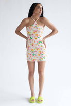 Spring Flower Cross Strap Mini Dress