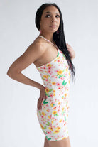 Spring Flower Cross Strap Mini Dress