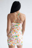 Spring Flower Cross Strap Mini Dress