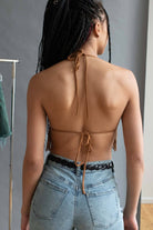 Star Studded Fringe Suede String Bikini Top