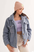 Steel Blue Sherpa Shacket