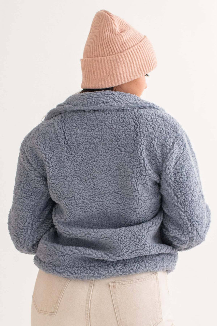 Steel Blue Sherpa Shacket