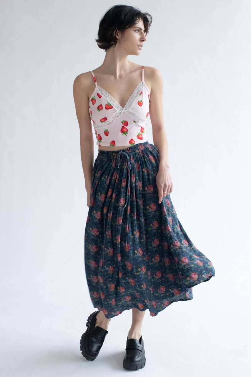 Strawberry Lace Trim Crop Cami