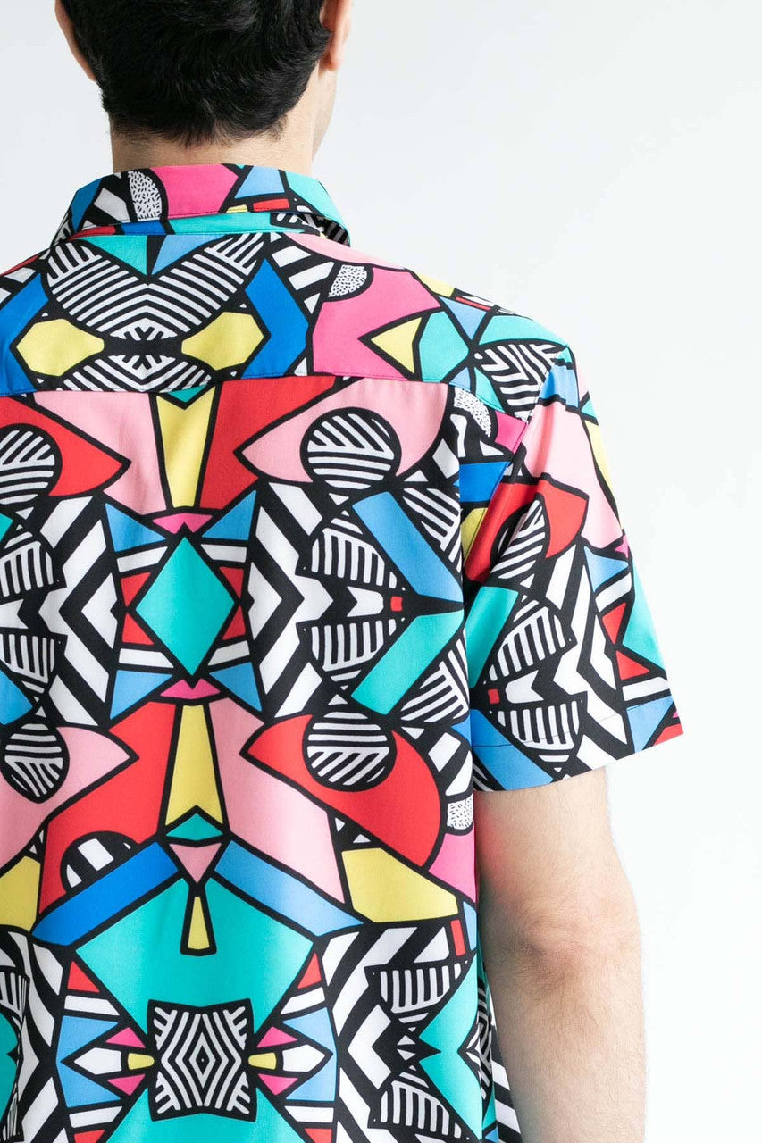 Striped Geo Shapes Button Up Shirt