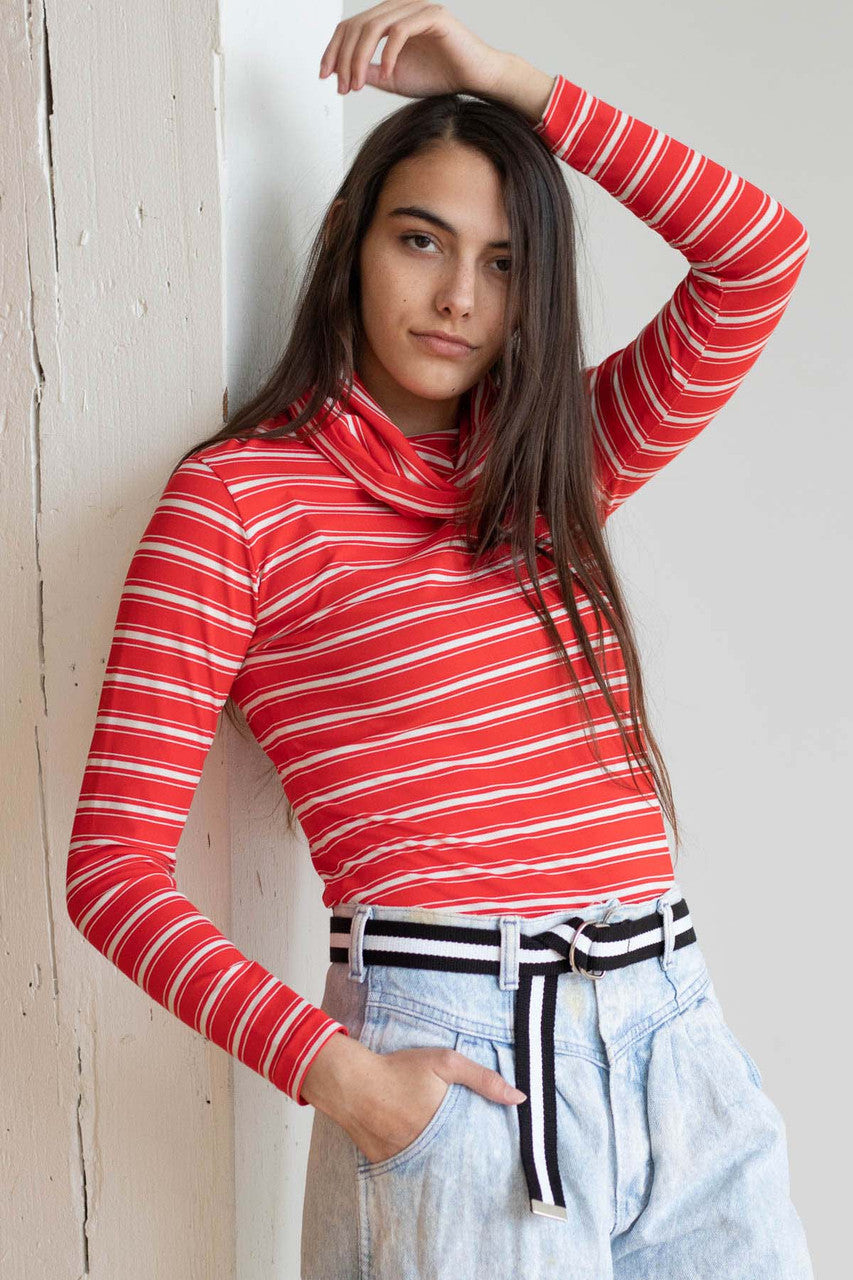 Red & White Striped Turtleneck