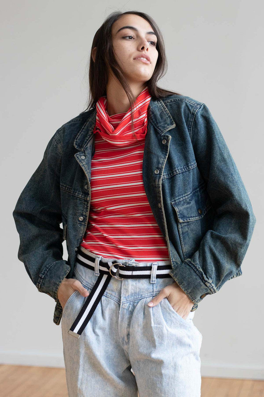 Red & White Striped Turtleneck