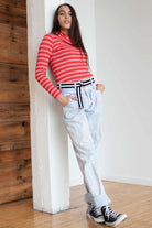 Red & White Striped Turtleneck