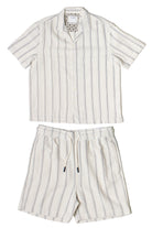 Black Striped Textured Woven Shorts