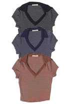 Striped Crop Polo Tee